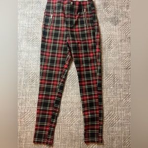 SOLD Zara (pre owned) Plaid Jeggings in Red/Black size Large